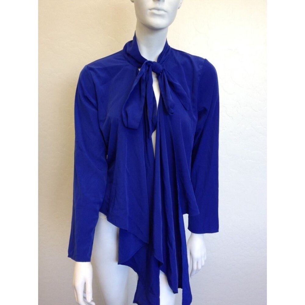 ABERDEEN & SKYE Women's Royal Blue Waist Tie Blouse $145 size Small
